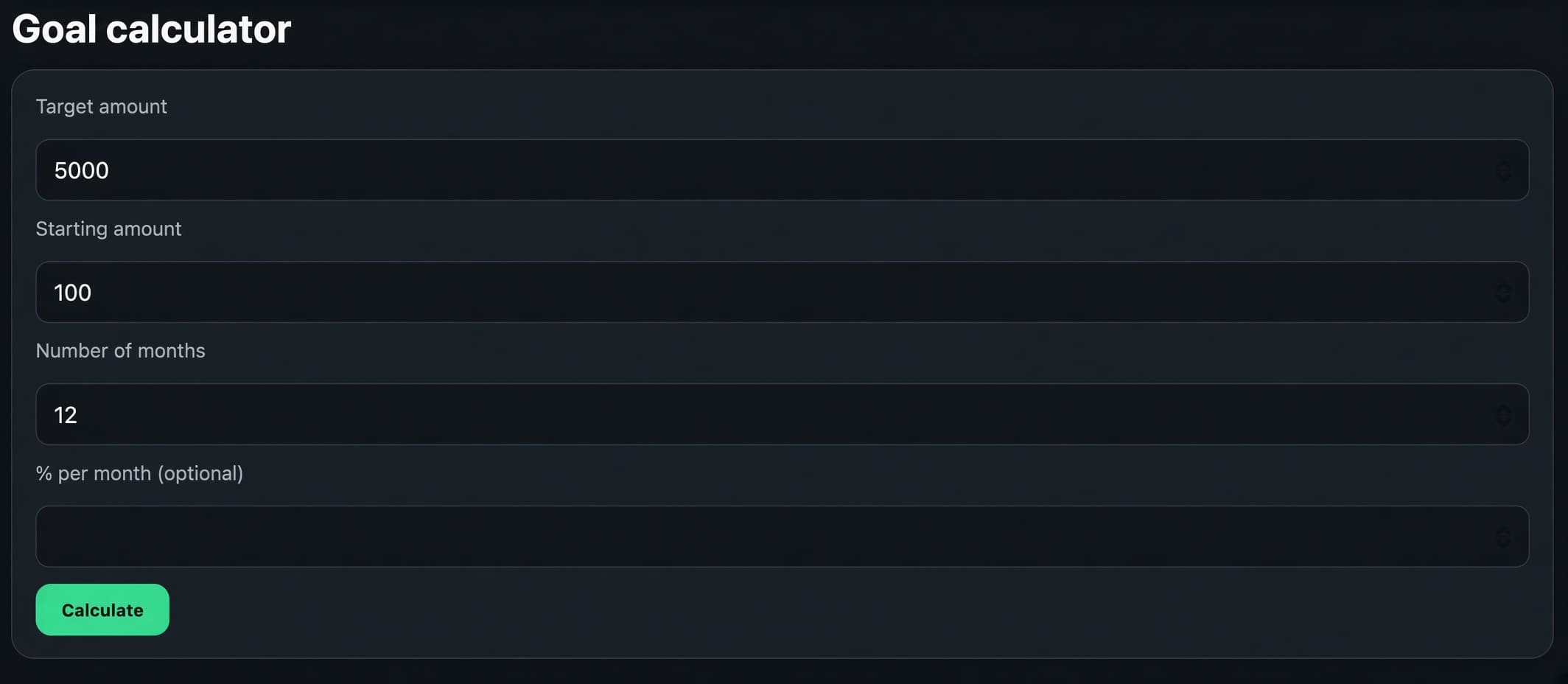 Target Calculator Settings